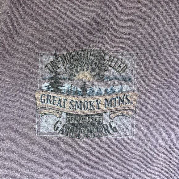Great Smoky Mountains Gatlinburg TN Long Sleeve T-Shirt Adult Large Purple Graph - Picture 2 of 5